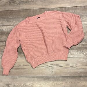 GAP Women's Pink Ribbed Crew Neck Cropped Sweater EUC XS